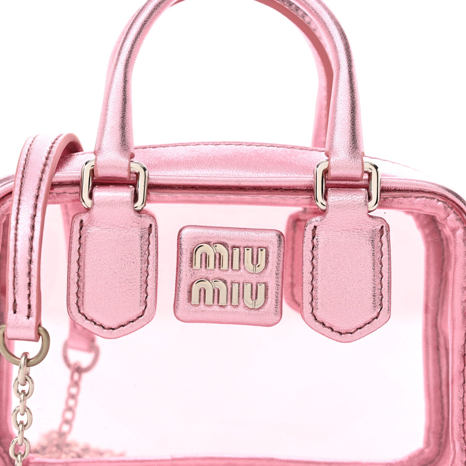 Miu Miu Metallic Nappa Plexi Vinyl Mini Top Handle Crossbody Rosa Mordore 8 of 10