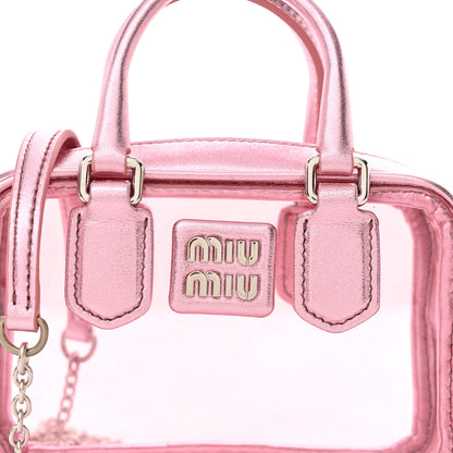 Miu Miu Metallic Nappa Plexi Vinyl Mini Top Handle Crossbody Rosa Mordore 8 of 10