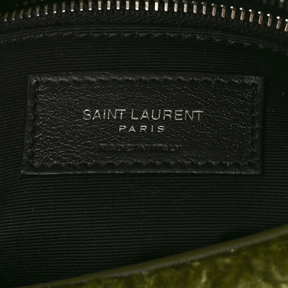 Saint Laurent Crushed Velvet Quilted Small Loulou Puffer Monogram Chain Satchel Green 6 of 8