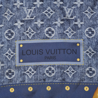 Louis Vuitton Silk Monogram Denim Bandana Scarf Blue 3 of 5