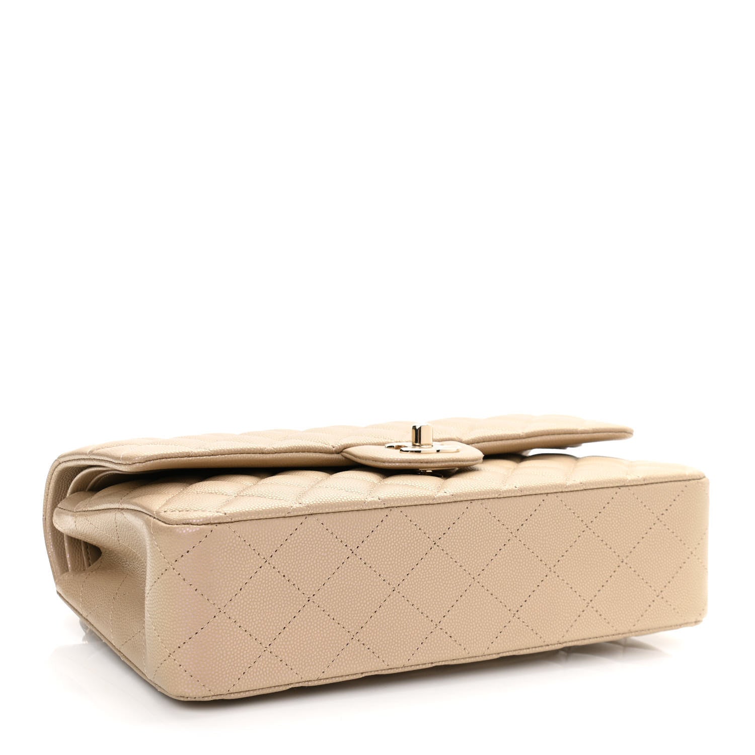 Chanel Iridescent Caviar Quilted Medium Double Flap Dark Beige 4 of 11