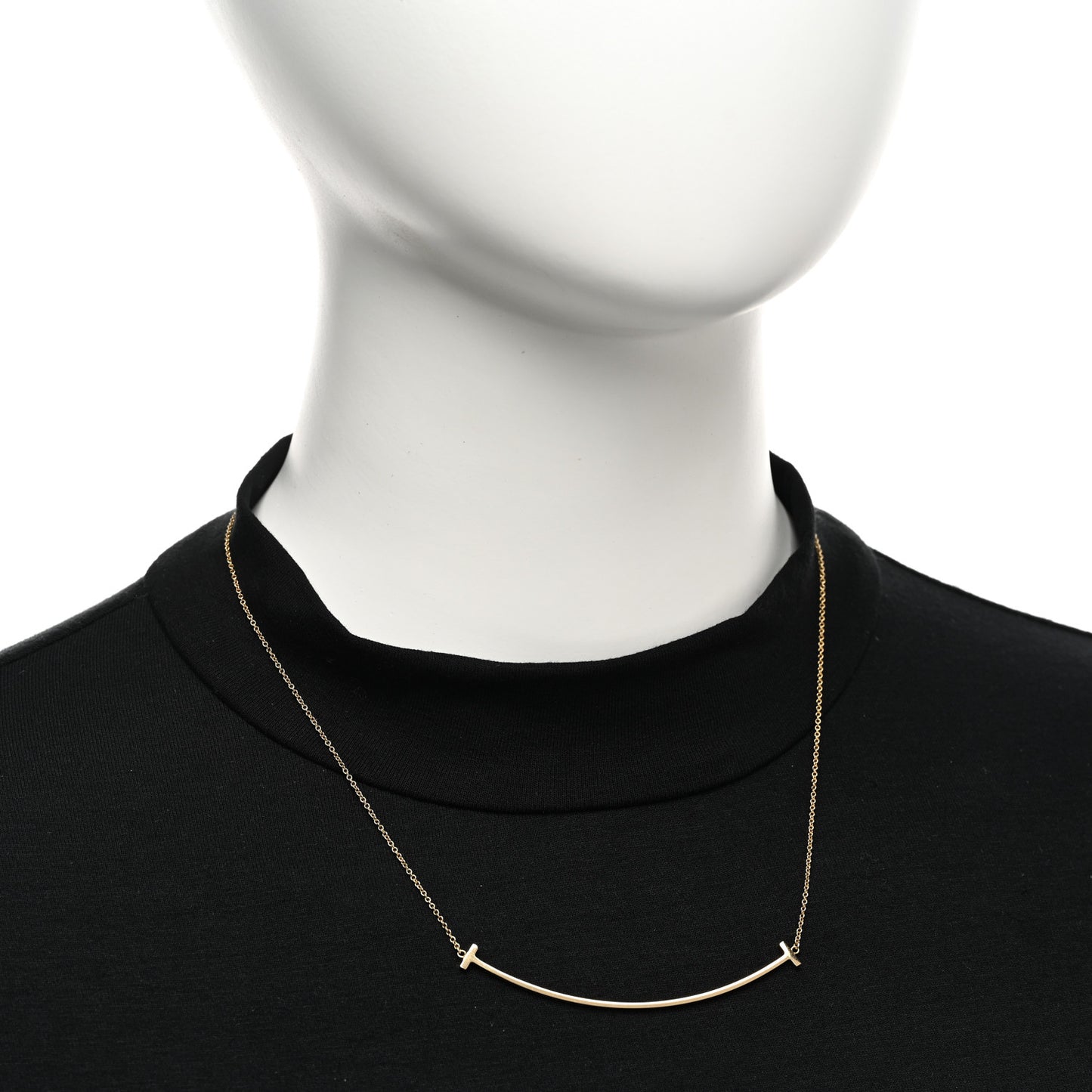 18K Yellow Gold Large T Smile Pendant Necklace
