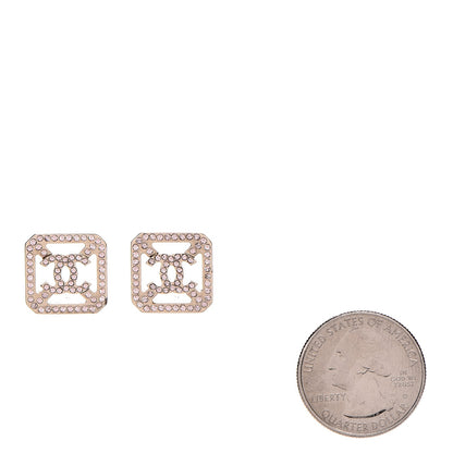 Chanel Crystal CC Earrings Pink Light Gold 2 of 5