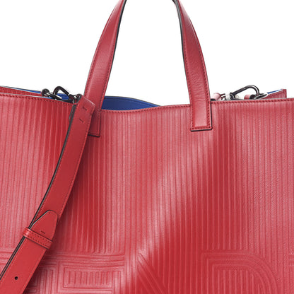 Fendi Calfskin Optic Stripe Shopping Tote Fragola 8 of 10