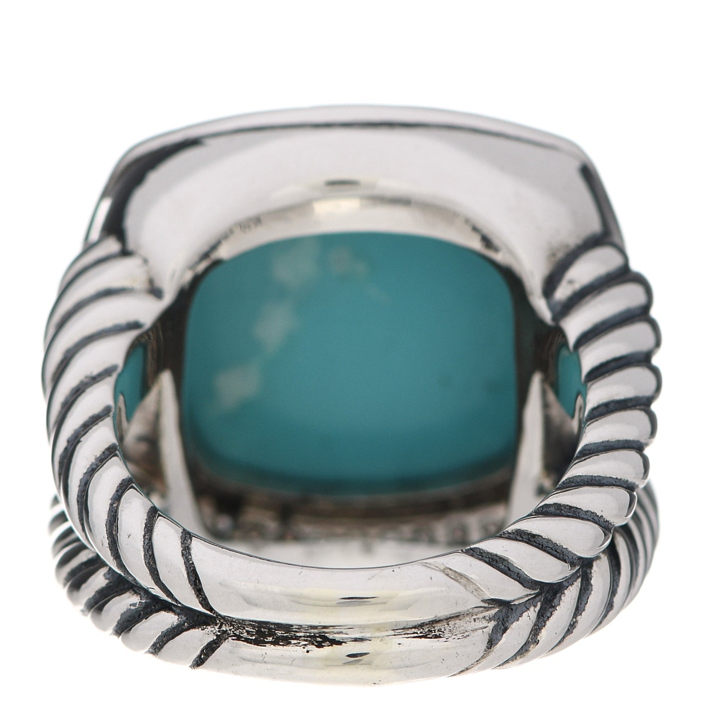 Sterling Silver Diamond Reconstituted Turquoise 17mm Albion Ring 57 8