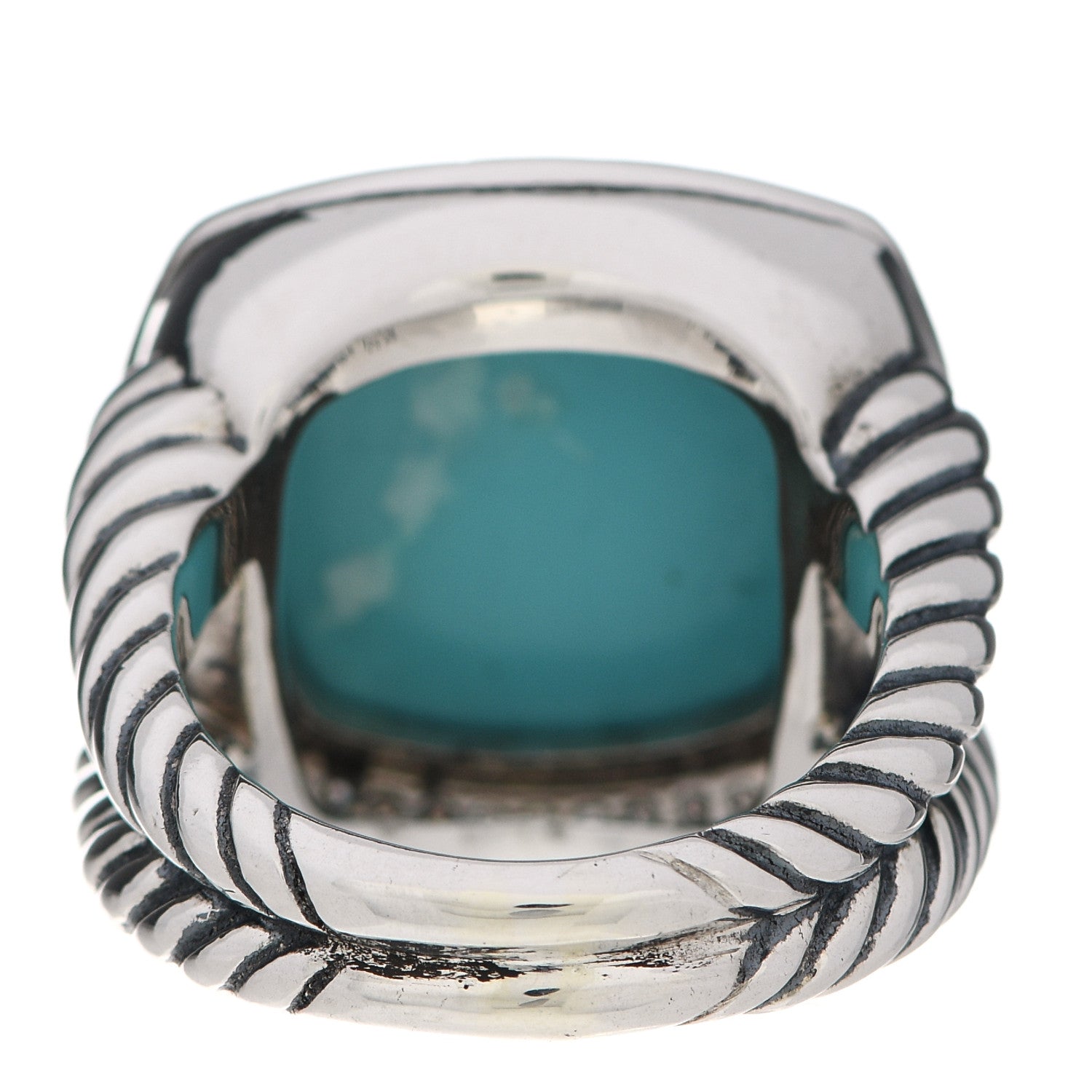 David Yurman Sterling Silver Diamond Reconstituted Turquoise 17mm Albion Ring 57 8 4 of 7
