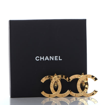 Chanel Metal Large Paris Button Earrings Gold 5 of 5