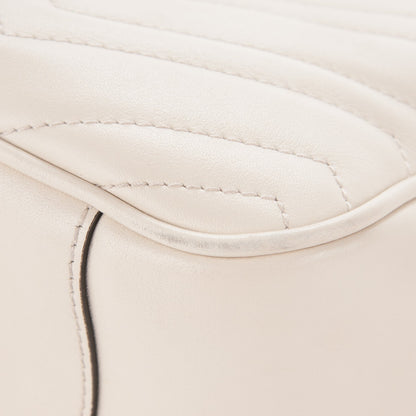 Gucci Calfskin Matelasse Medium GG Marmont Chain Shoulder Bag Mystic White 9 of 11