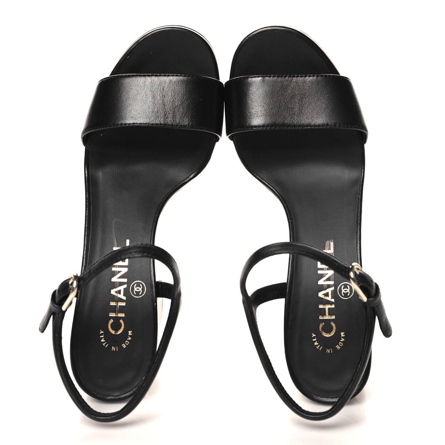 Lambskin Logo Platform Sandals 36.5 Black