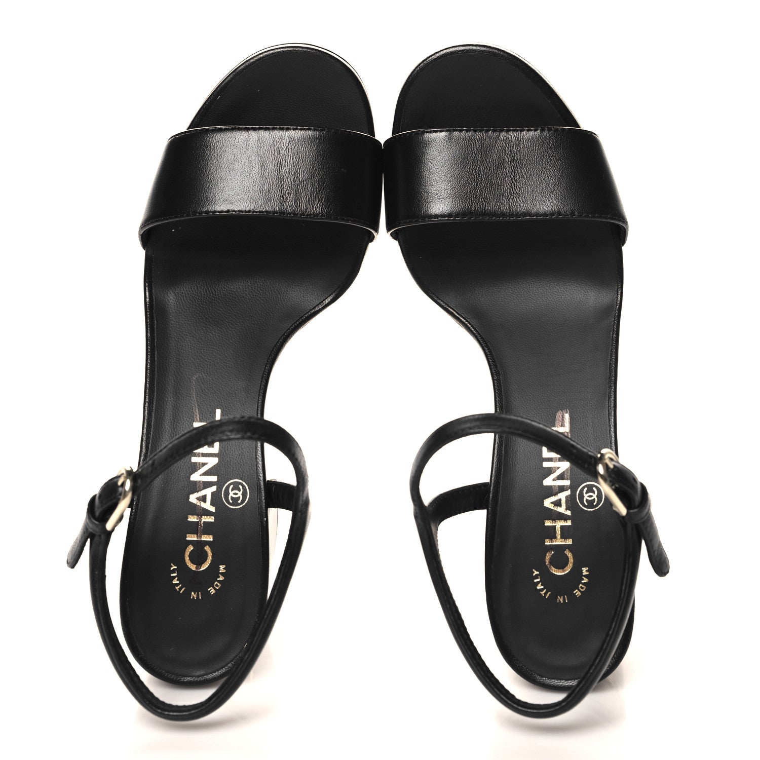 Chanel Lambskin Logo Platform Sandals 36.5 Black 2 of 10