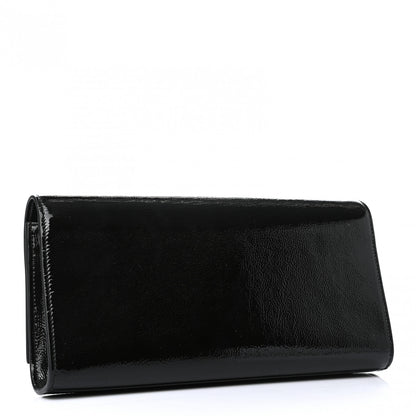 Saint Laurent Textured Patent Classic Monogram Clutch Black 2 of 5