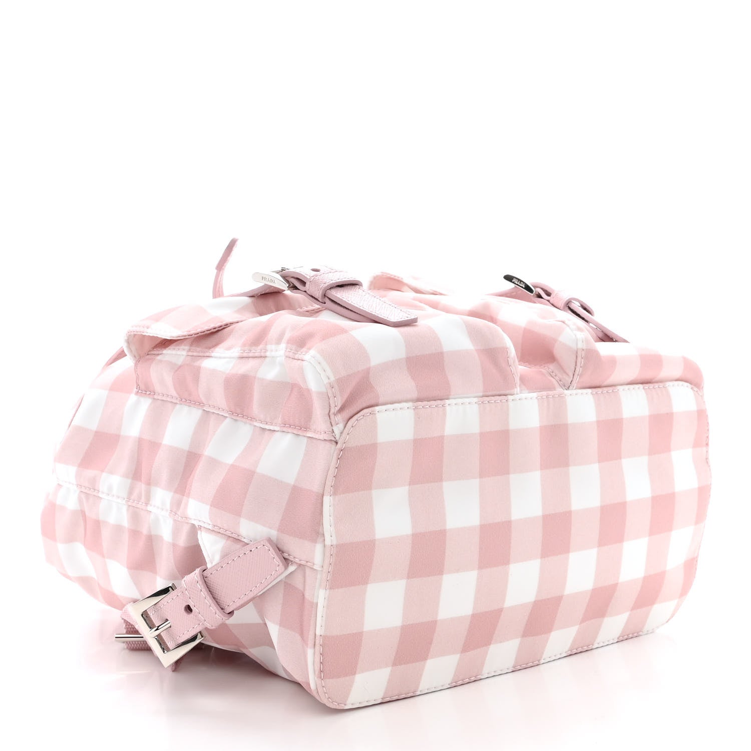 Prada Re-Nylon Saffiano Gingham Print Small Backpack Alabastro