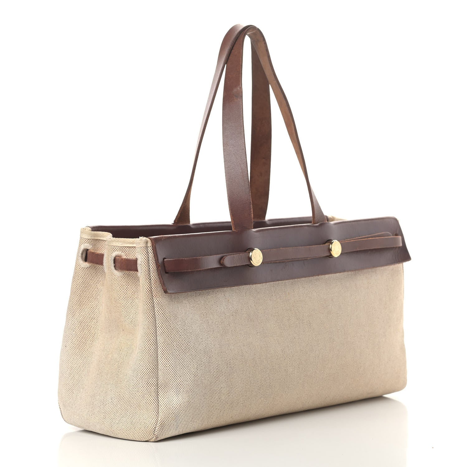 Hermes Toile Vache Calfskin Herbag Cabas Havane 2 of 16