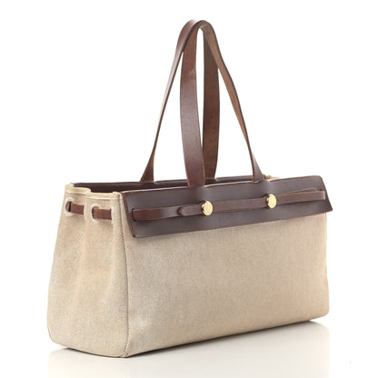 Hermes Toile Vache Calfskin Herbag Cabas Havane 2 of 16
