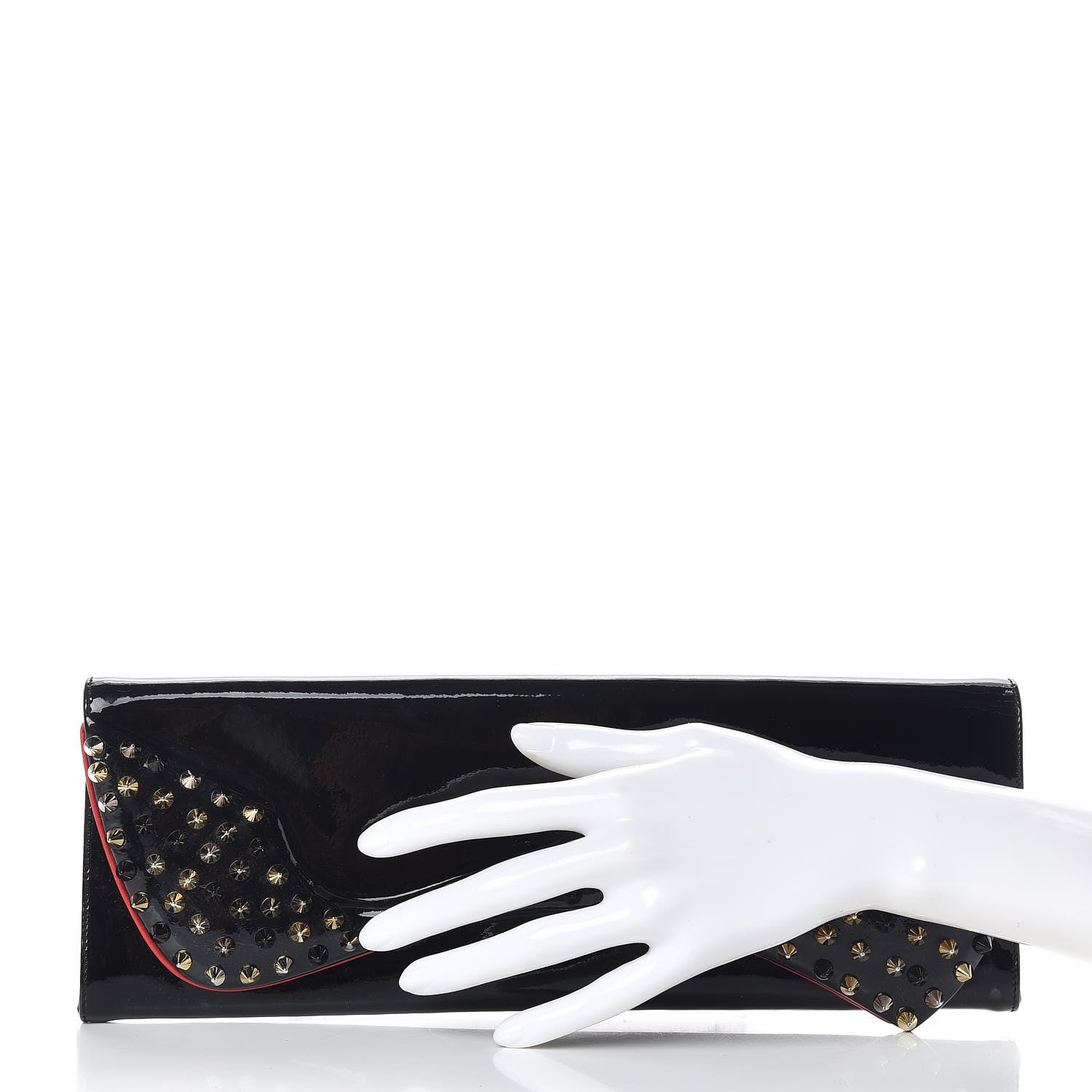 Christian Louboutin Patent Spikes Pigalle Clutch Black Mix 2 of 10