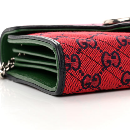 Gucci Monogram Multicolor Matelasse Diagonal GG Marmont Chain Wallet Red Blue Pink Green 9 of 19