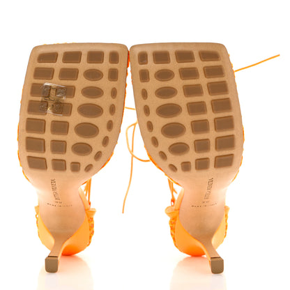 Bottega Veneta Mesh Nappa Stretch Ankle Tie Sandals 39 Tangerine 5 of 8