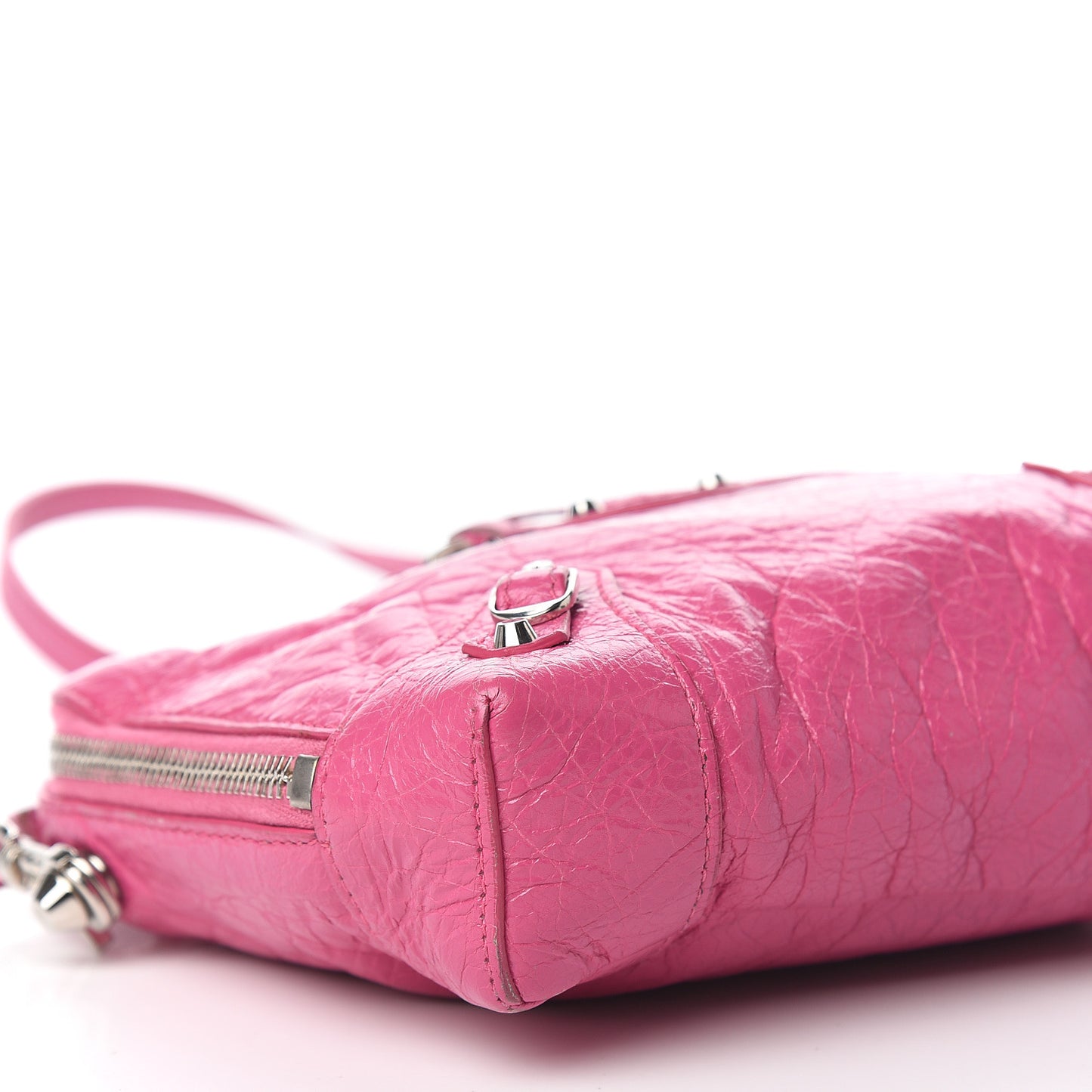 Agneau Arena Classic Silver Hardware XS Reporter Crossbody Rose Flamingo