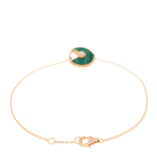 18K Pink Gold Diamond Malachite Amulette de Cartier Bracelet