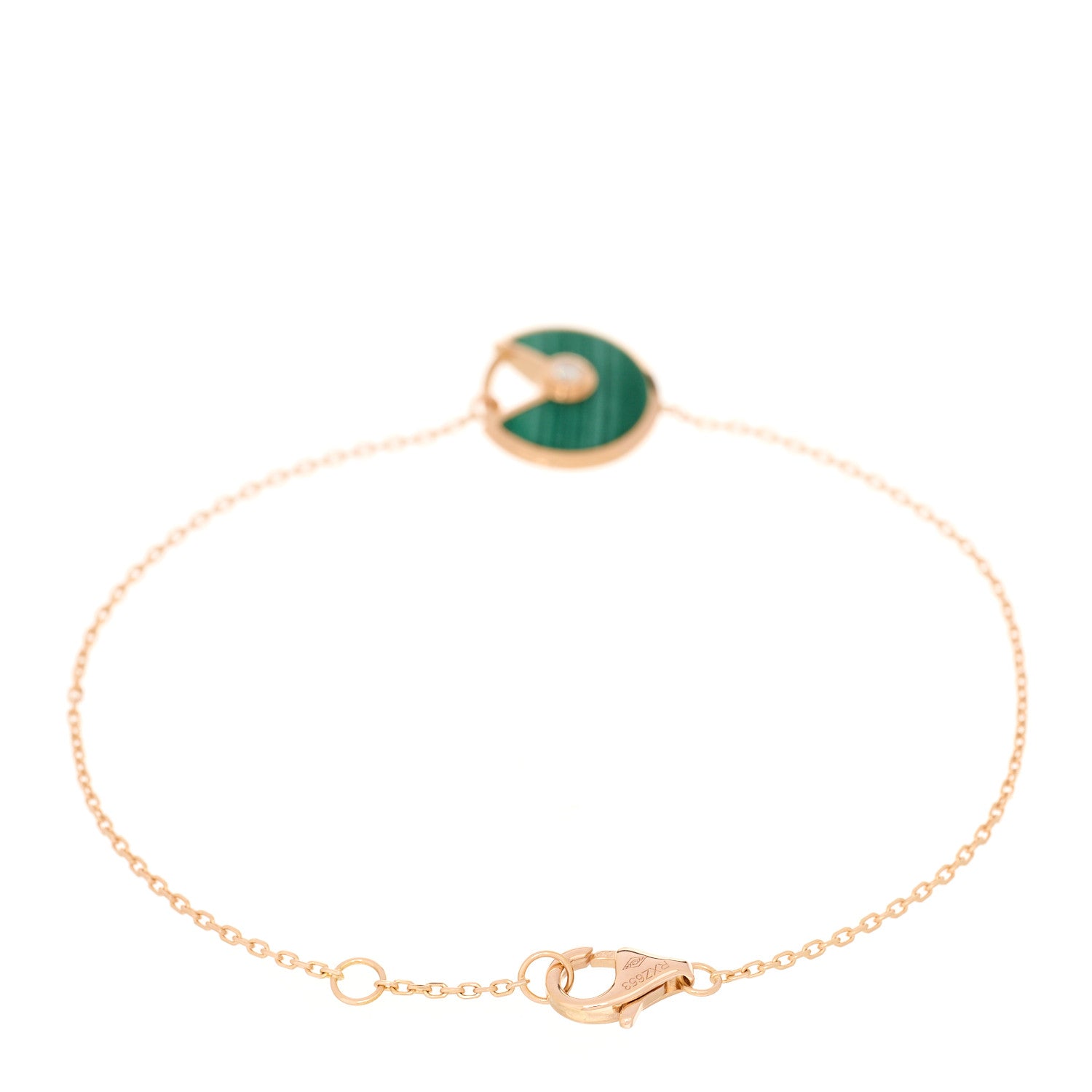Cartier 18K Pink Gold Diamond Malachite Amulette de Cartier Bracelet 2 of 3