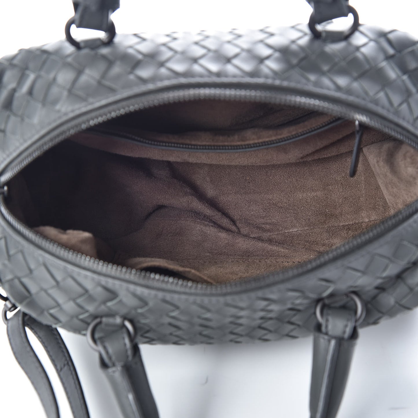 Nappa Intrecciato Mini Boston Light Grey