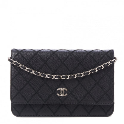 Chanel Calfskin Whipstitch Wallet On Chain WOC Black 1 of 9