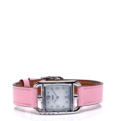 Hermes Stainless Steel Swift Diamond Pink Sapphire Mother of Pearl 23mm Cape Cod Quartz Watch Rose Sakura 2 of 7
