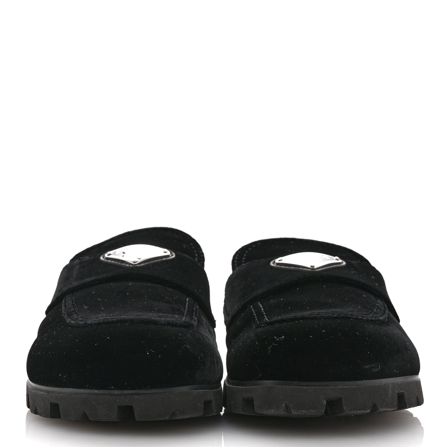 Prada Velluto Triangle 20mm Flat Mules 37.5 Black 3 of 8