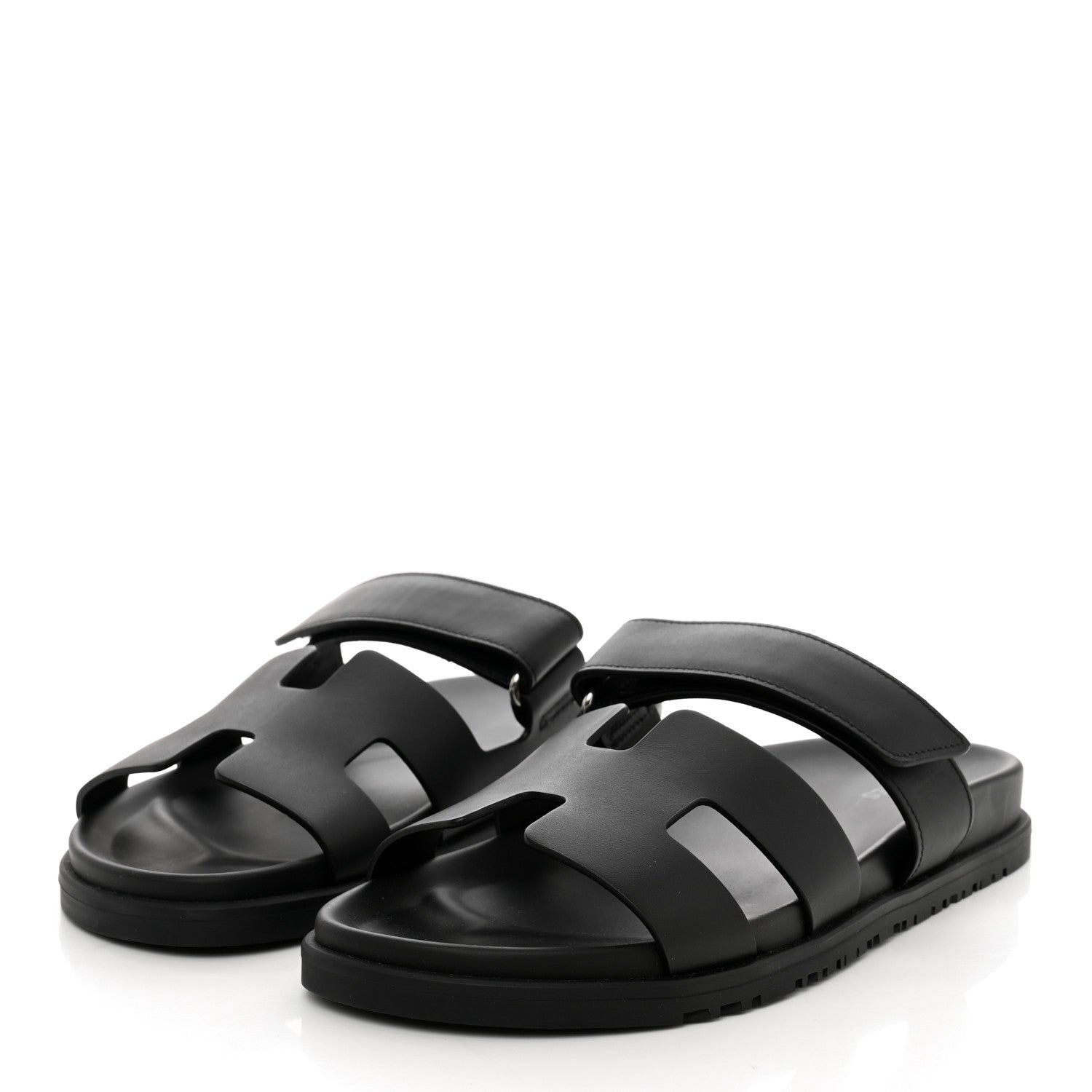 Hermes Calfskin Womens Chypre Sandals 40.5 Black 3 of 9