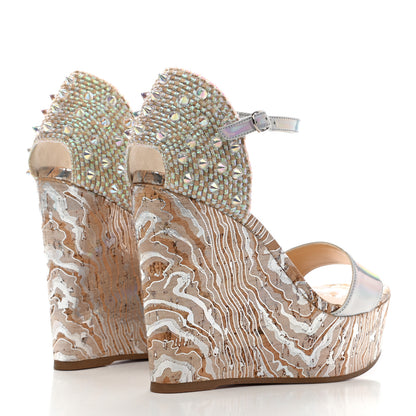 Christian Louboutin Specchio Laser Liege Wavy Bellamonica 120 Wedge Sandals 37 Silver 4 of 9