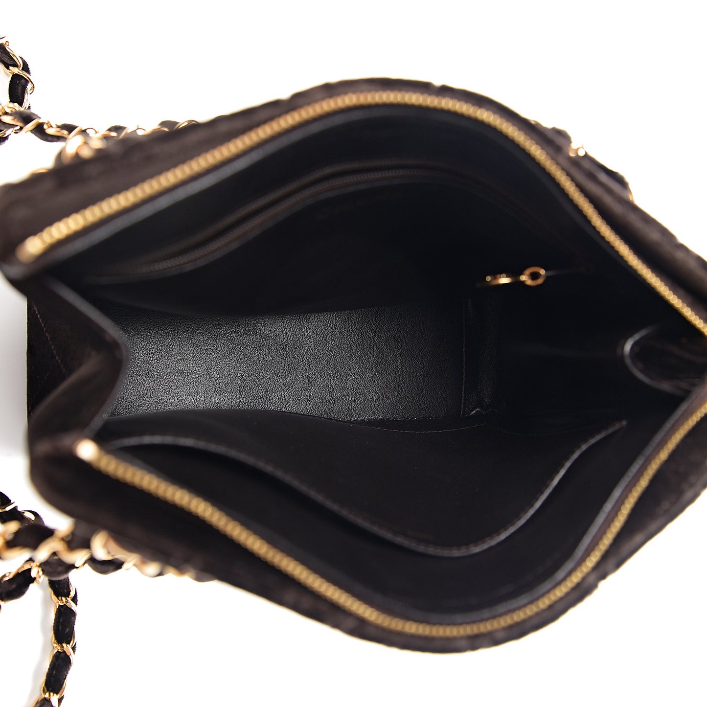 Velvet Quilted Shoulder Bag Brown