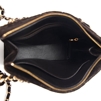 Chanel Velvet Quilted Shoulder Bag Brown 4 of 10