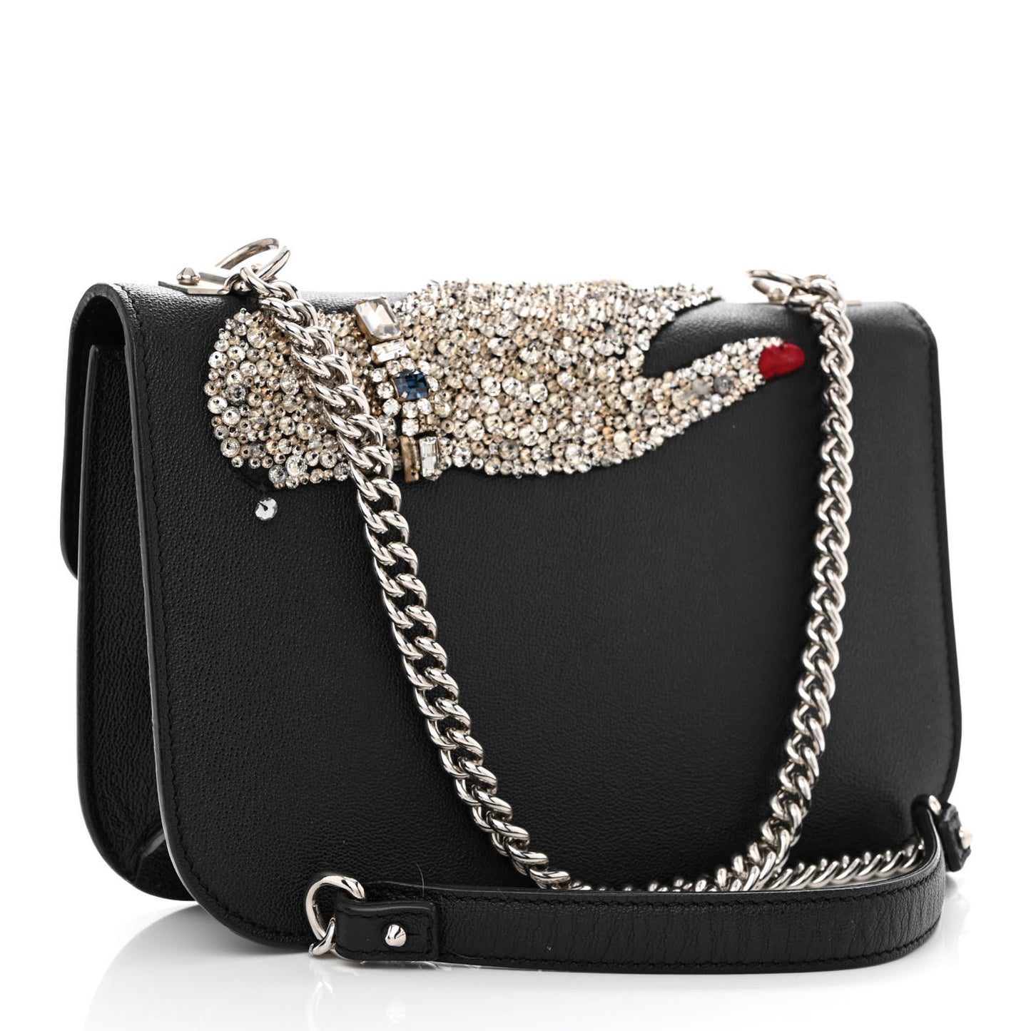 Grained Calfskin Hand Appliqued Medium Insignia Flap Black