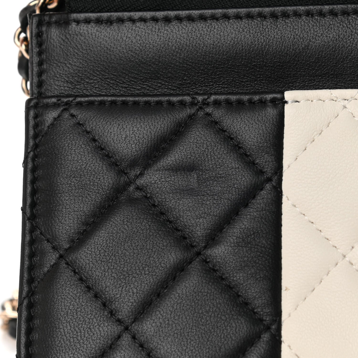 Chanel Lambskin Quilted Wallet On Chain WOC White Black 14 of 17