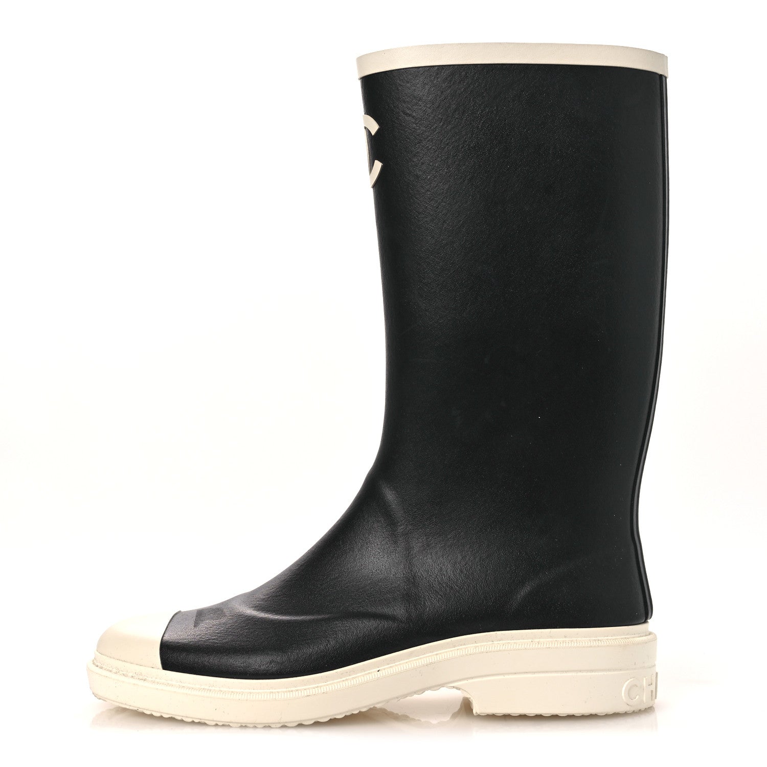 Chanel Caoutchouk CC High Boots 41 Black White 1 of 12