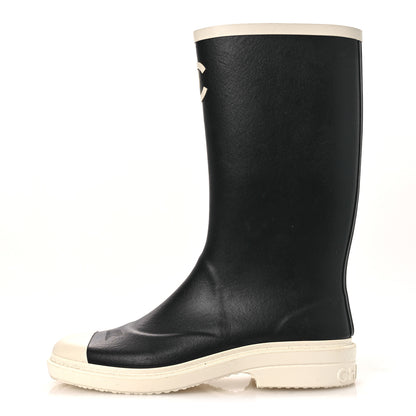 Chanel Caoutchouk CC High Boots 41 Black White 1 of 12