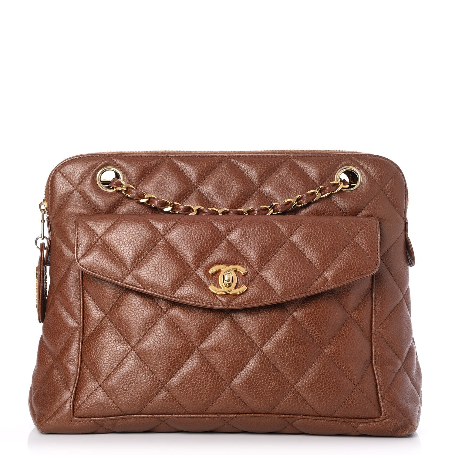 Chanel Caviar Quilted Flap Shoulder Bag Light Brown 1 of 7