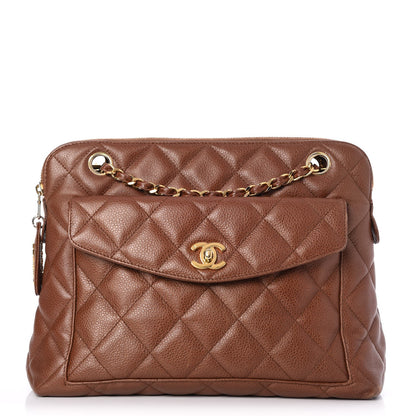 Chanel Caviar Quilted Flap Shoulder Bag Light Brown 1 of 7