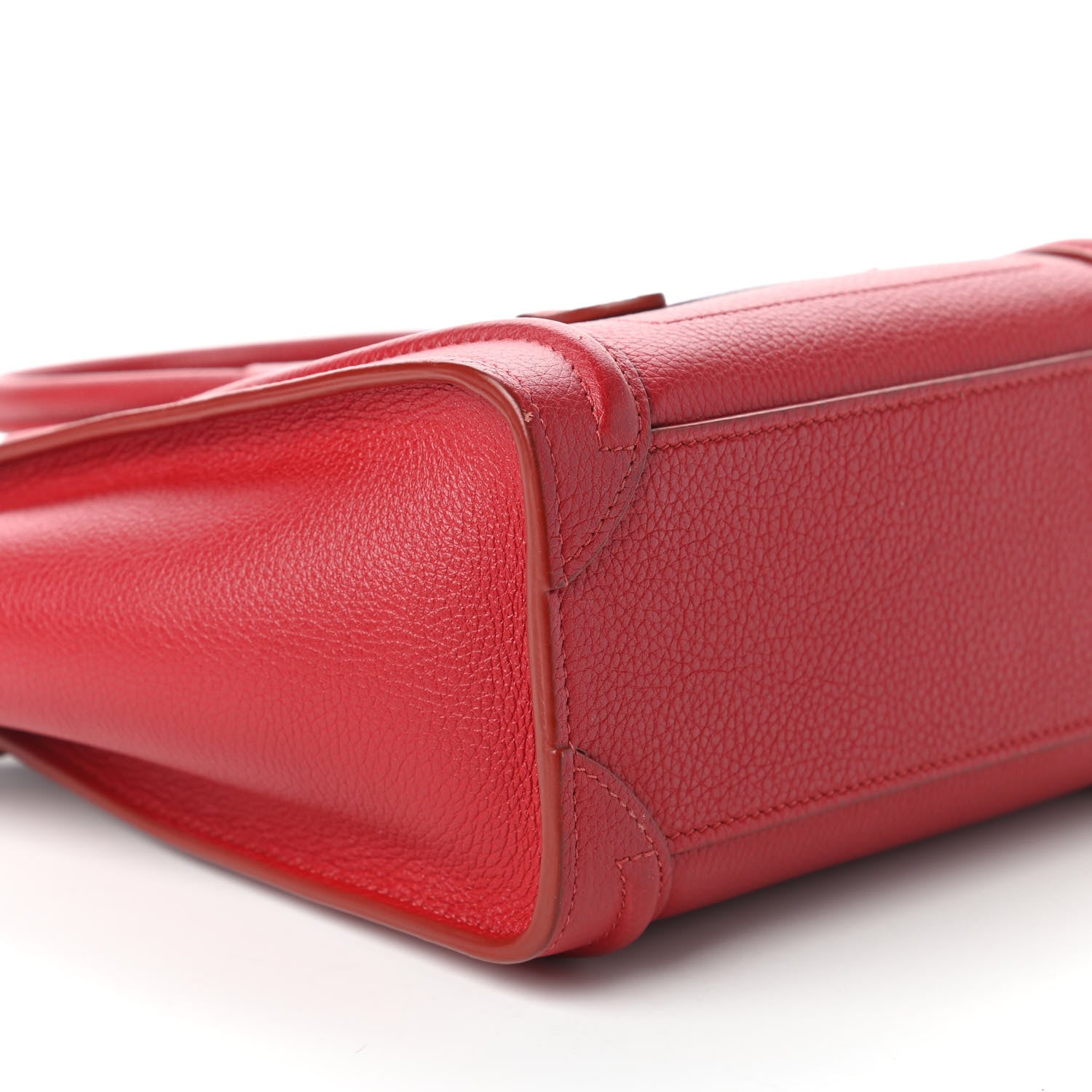 Celine Drummed Calfskin Nano Luggage Red 6 of 10