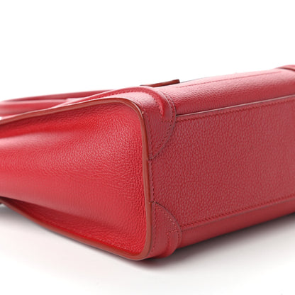 Celine Drummed Calfskin Nano Luggage Red 6 of 10