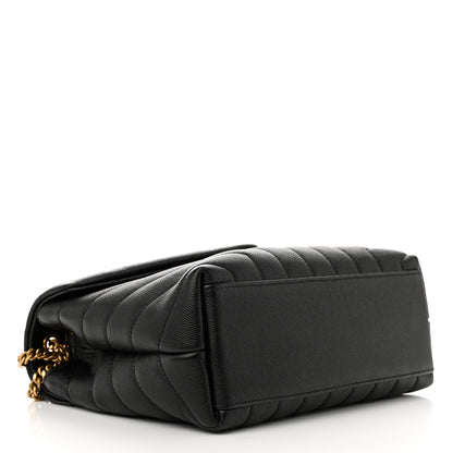 Saint Laurent Grain de Poudre Calfskin Y Quilted Monogram Small Loulou Chain Satchel Black 4 of 11