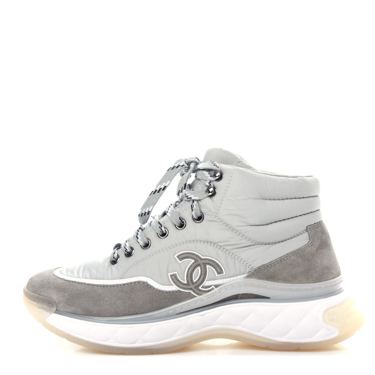 Chanel Fabric Suede Womens CC Sneakers 39 Grey 1 of 11