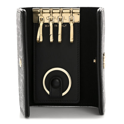 Chanel Caviar Embossed Camellia 4 Key Holder Case Black 5 of 9