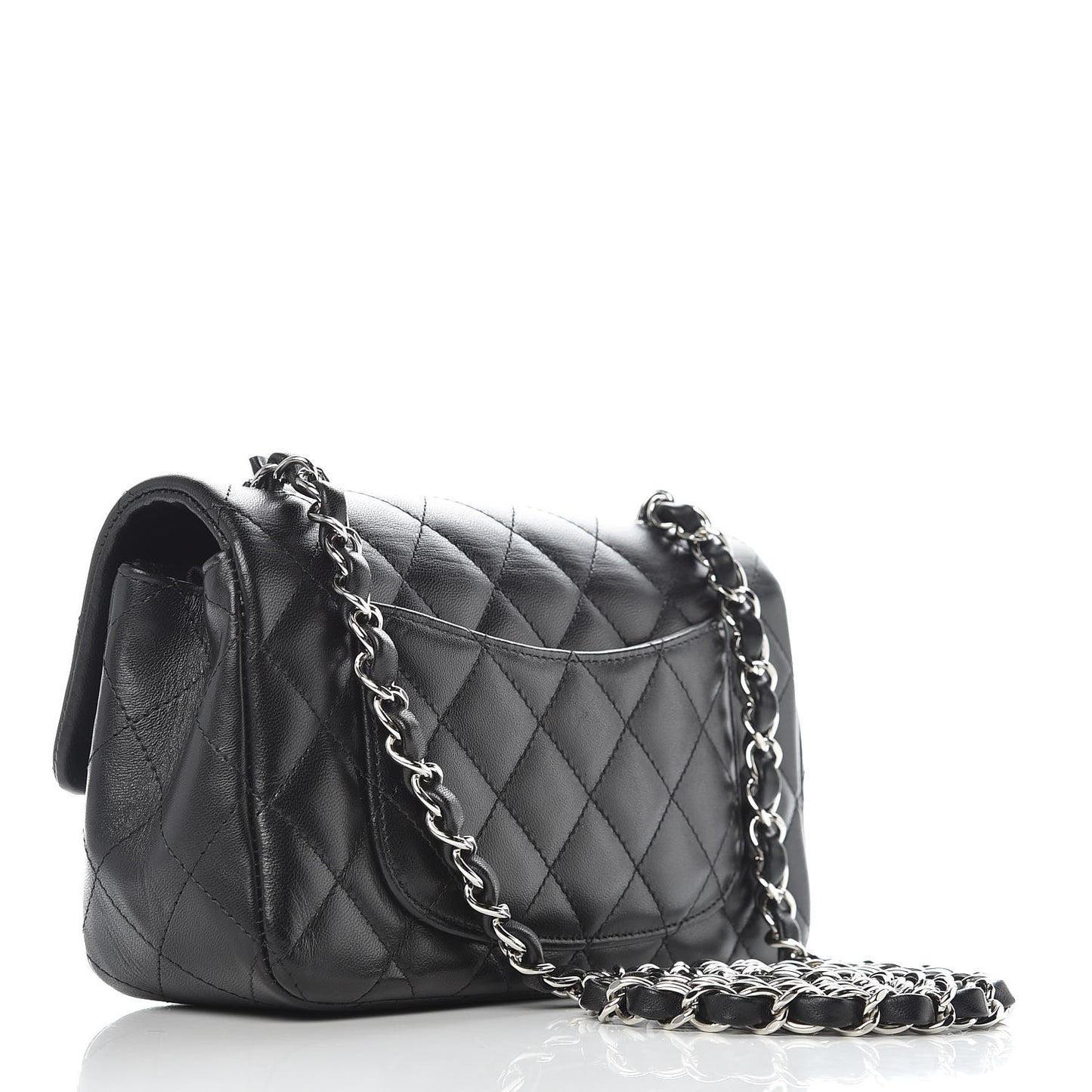 Lambskin Quilted Mini Rectangular Flap Black