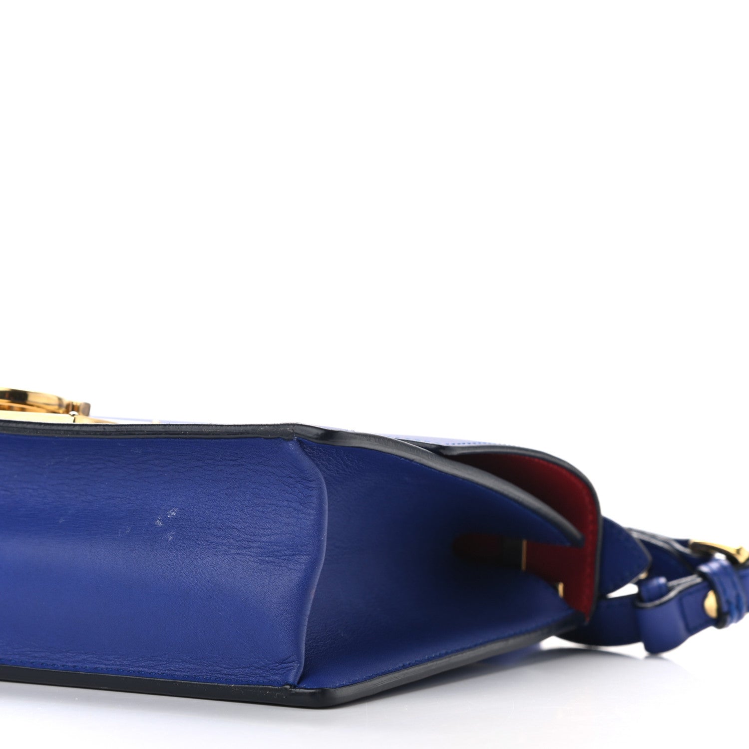 Salvatore Ferragamo Smooth Calfskin Aileen Gancio Lock Shoulder Bag Blue 9 of 12