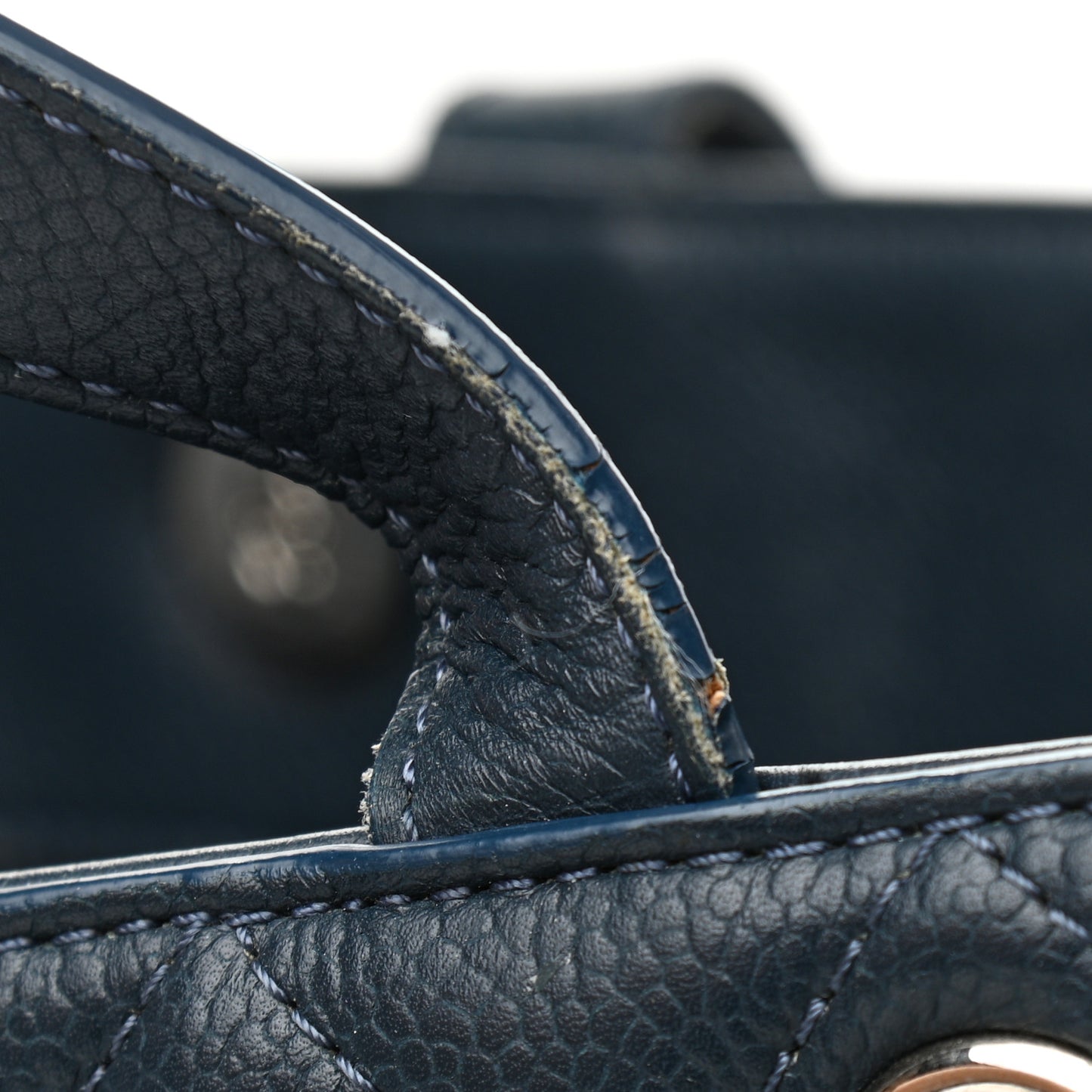 Caviar Quilted Large CC Box Shopping Tote Navy