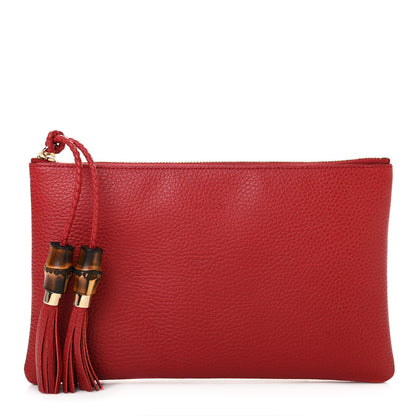 Gucci Calfskin Bamboo Clutch Red 1 of 8