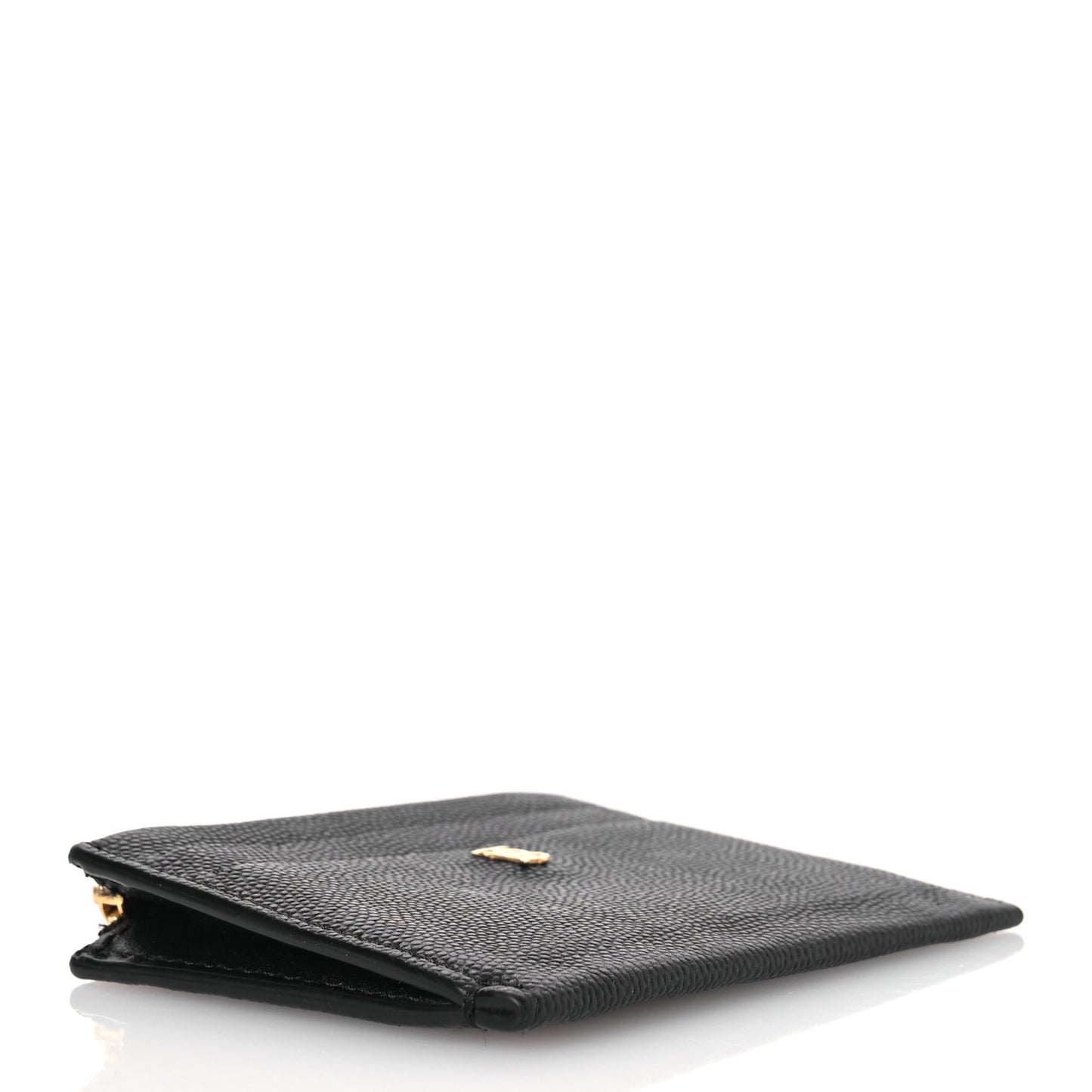 Grainy Calfskin Zip TB Card Case Black