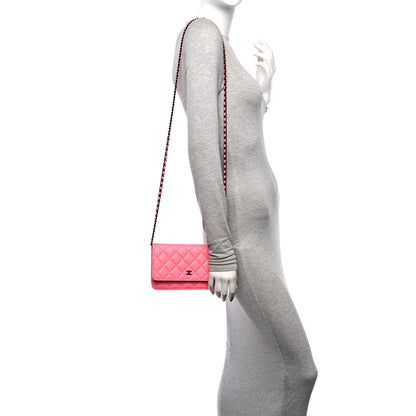 Chanel Lambskin Quilted Wallet On Chain WOC Coral Pink 2 of 10