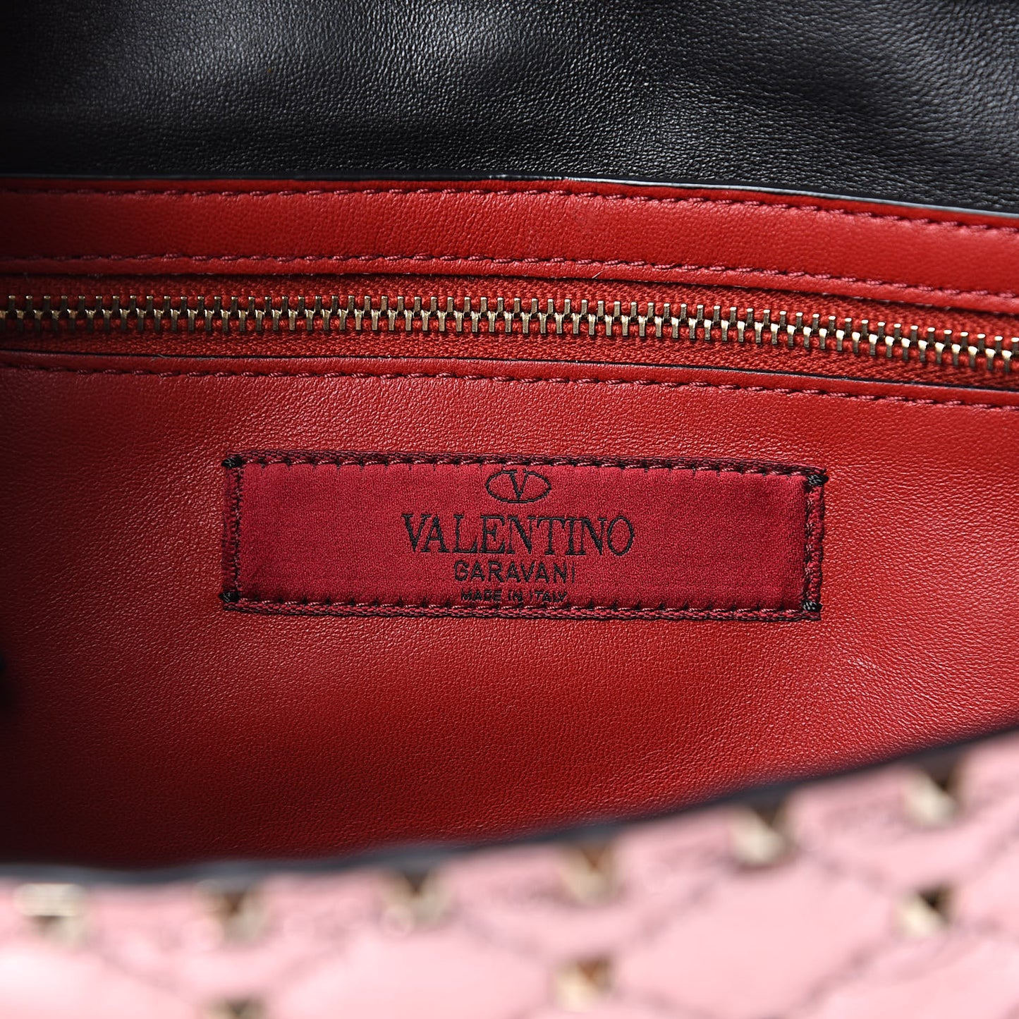 Metallic Wrinkled Lambskin Rockstud Spike Wallet on Chain Lipstick